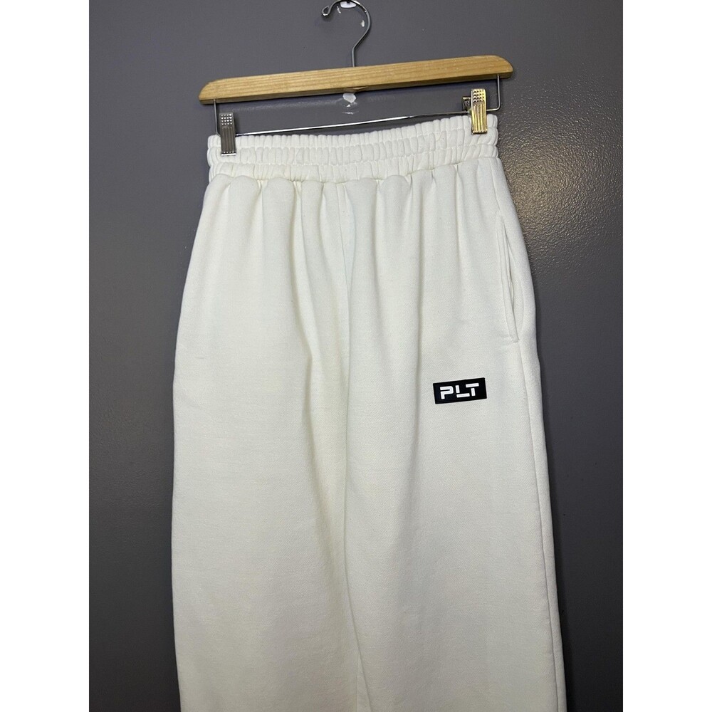 PrettyLittleThing Pants Womens Medium White Fleece Straight Leg Lounge Pockets